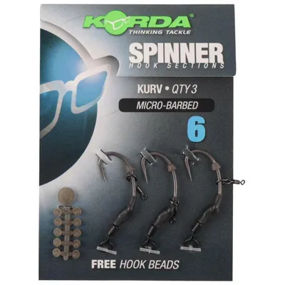 KORDA SPINNER HOOK SECTIONS KURV MICRO BARBED   SIZE 6