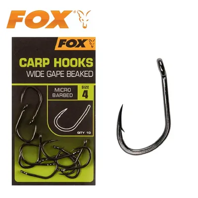 Fox Anzuelos Carp Hooks Wide Gape Beaked Micro Barbed Size 8