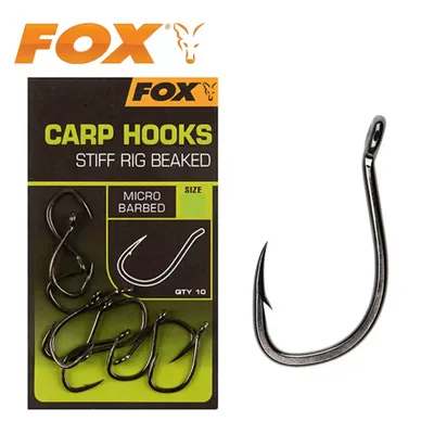 Fox Anzuelos Carp Hooks Stiff Rig Beaked Micro Barbed Size 4