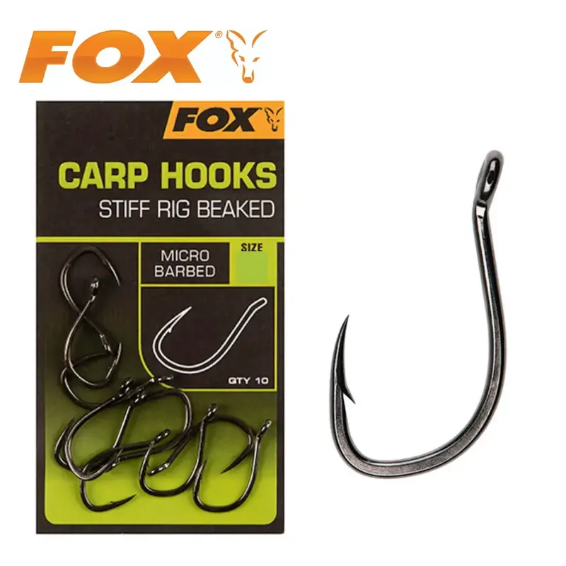 Fox Anzuelos Carp Hooks Stiff Rig Beaked Micro Barbed Size 4