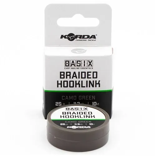 Korda Trenzado Basix Braided Hooklink Camo Green 25lb 113hg 10m