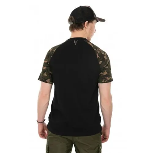 Fox Raglan T Shirt Black/Camo Size L