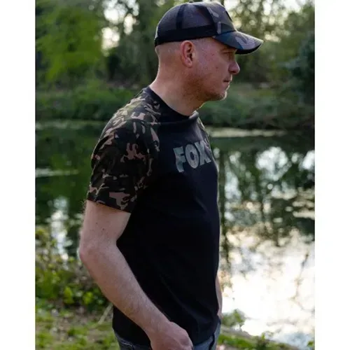 Fox Raglan T Shirt Black/Camo Size 3XL