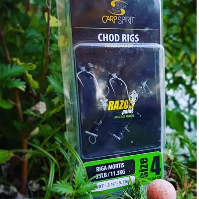 CARP SPIRIT CHOD RIGS RAZOR RIGA MORTIS 25 LB 11.3 KG SIZE 4 SHORT ACS340028