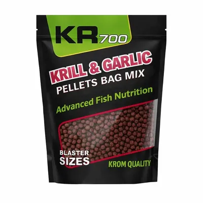 Krom Quality KR100 Pellets Bag Mix Krill & Garlic 3/4'5/6mm 800g