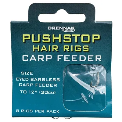 DRENNAN PUSHSTOP HAIR RIGS CARP FEEDER SIZE 8 30CM 8LB 3.63KG 0.23MM (8 UNID)