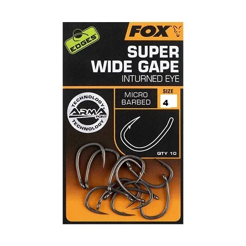 Fox Anzuelos Edges Super Wide Gape Inturned Eye Size 4