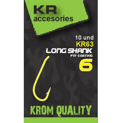 Krom Quality Anzuelos KR63 Hooks Long Shank Size 6 10 Und