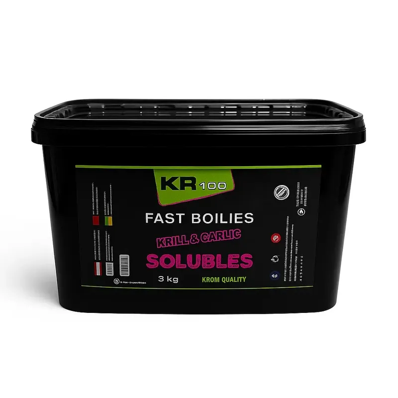 Krom Quality KR100 Fast Boilies Krill & Garlic Solubles 20mm 3kg