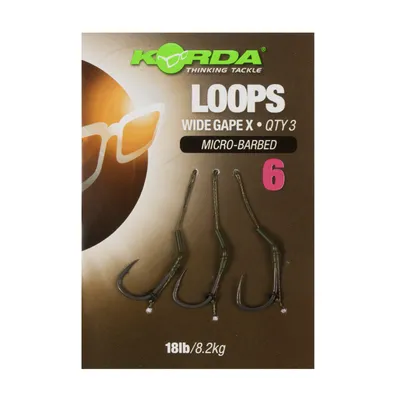 KORDA LOOP RIGS DF WIDE GAPE BARBLESS SIZE 8 18LB KCR125