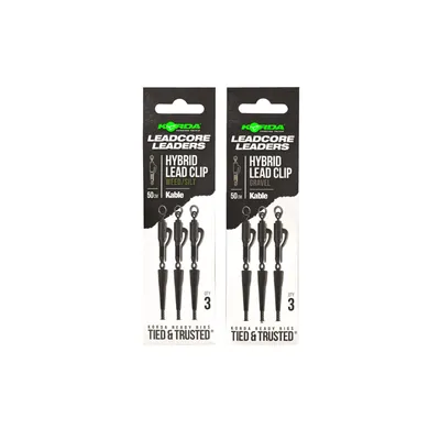 KORDA LEADCORE LEADERS HYBRID LEAD CLIP GRAVEL KABLE 50CM KLL001