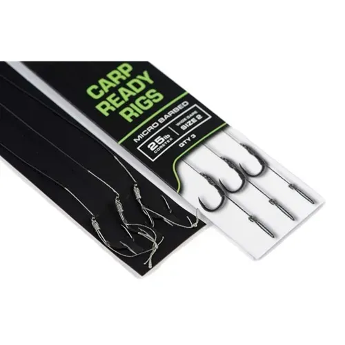 Fox Carp Ready Rigs x3 Micro Barbed Wide Gape Size 2 25lb