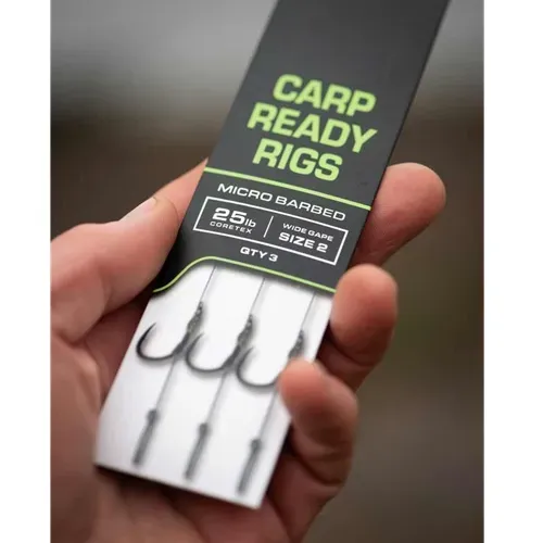 Fox Carp Ready Rigs x3 Micro Barbed Wide Gape Size 2 25lb