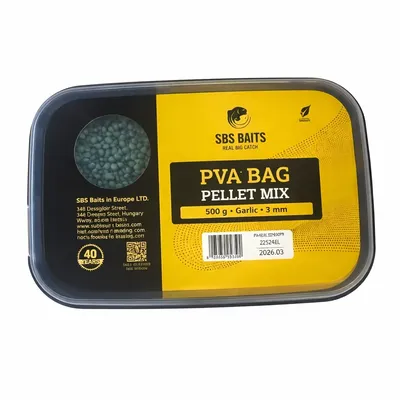 SBS BAITS PVA BAG PELLET MIX GARLIC 3MM 500G 23520
