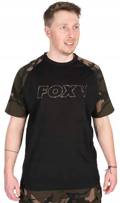 Fox Black/Camo Outline Print T Shirt Black 3XL