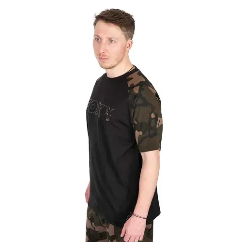 Fox Camo Outline Print T Shirt Black Size 2XL