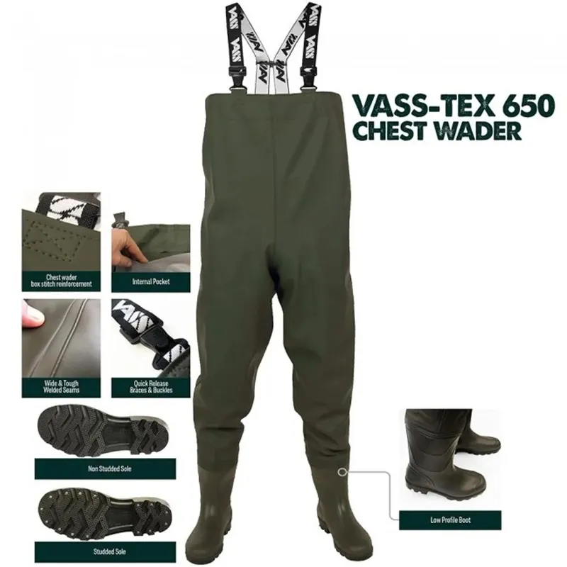 VASS TEX 650 SERIES CHEST WADER SIZE 46 UK12 VA650 70/7/46