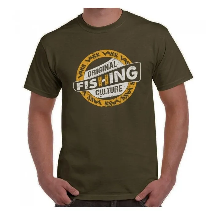 Vass Fishing Culture Printed T Shirt Khaki Size L