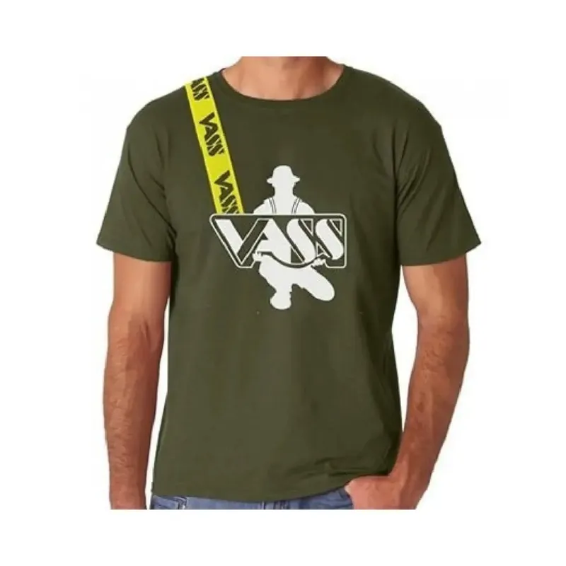 VASS FISHERMAN PRINTED W-STRAP T-SHIRT KHAKI SIZE M V18067M