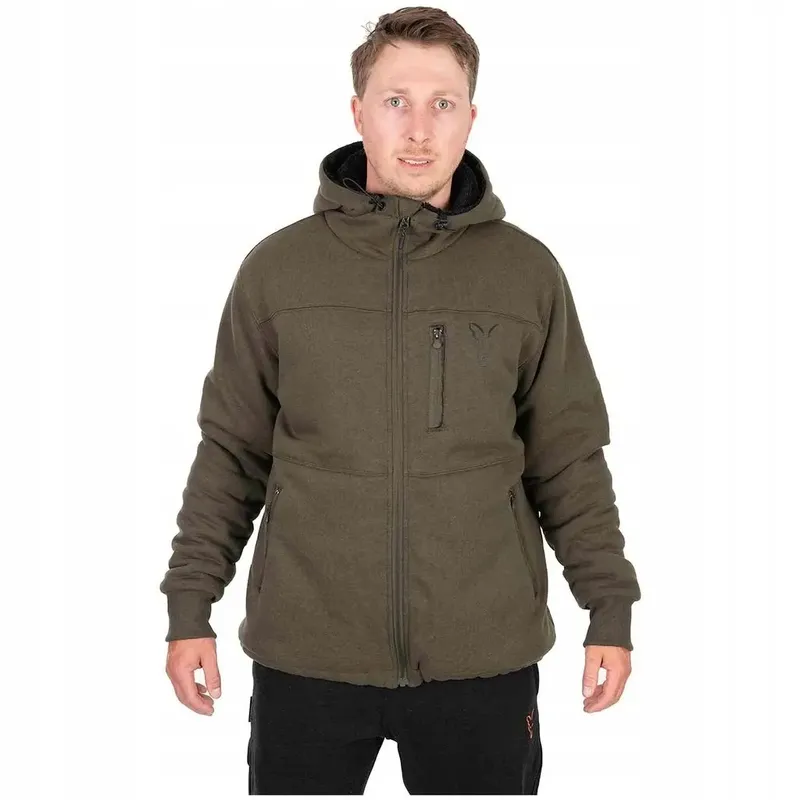 Fox Collection Sherpa Jacket Green & Black Size S