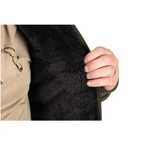 Fox Collection Sherpa Jacket Green & Black Size S