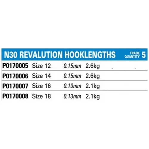 PRESTON INNOVATIONS REVALUTION HOOKLENGTHS N30 SIZE 14 P0170006