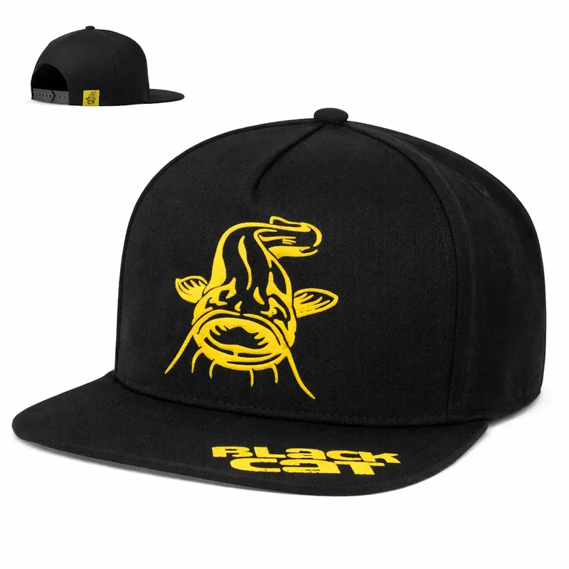 BLACK CAT FLAT PEAK CAP BLACK