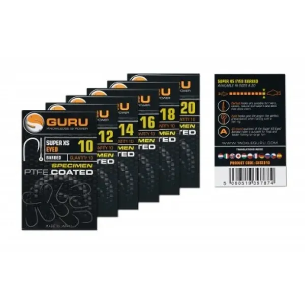 GURU TACKLE SURPER XS EYED SPECIMEN BARBED SIZE 12 GXSEB12