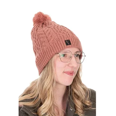 Fox Gorro Ladies Knitted Bobble Pink