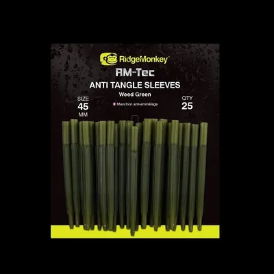 Ridgemonkey RM-Tec Anti Tangle Sleeves Weed Green Long 45mm 25Qty