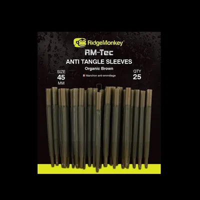 Ridgemonkey RM-Tec Anti Tangle Sleeves Organic Brown Long 45mm 25Qty