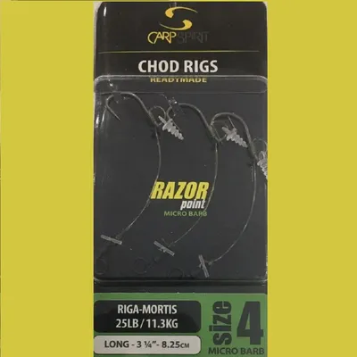 CARP SPIRIT CHOD RIGS READYMADE RAZOR POINT RIGA MORTIS 25 LB 11.3 KG SIZE 6 LONG ACS340025